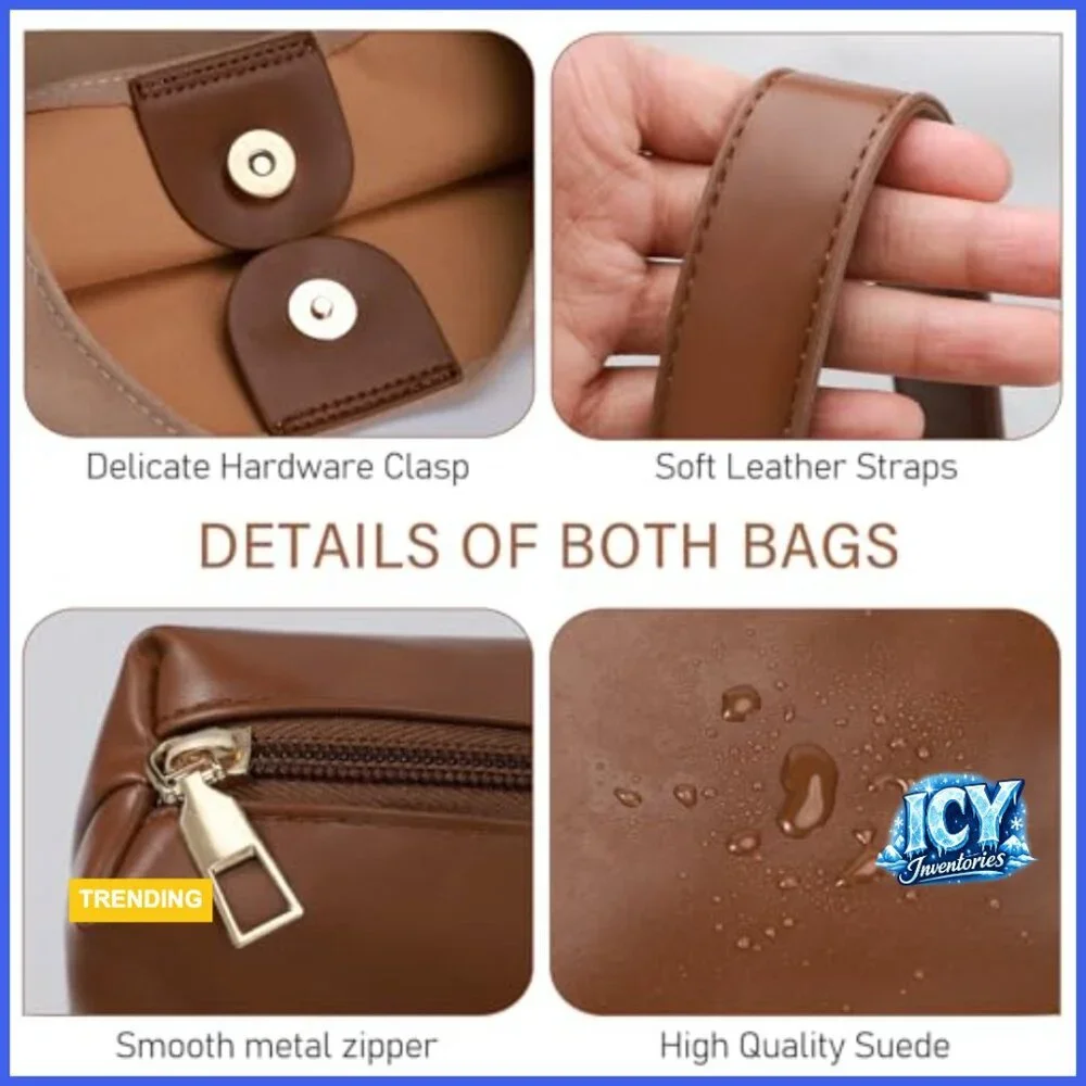 Vegan Leather Purse Set: Slouchy Hobo & Suede Tote Bag